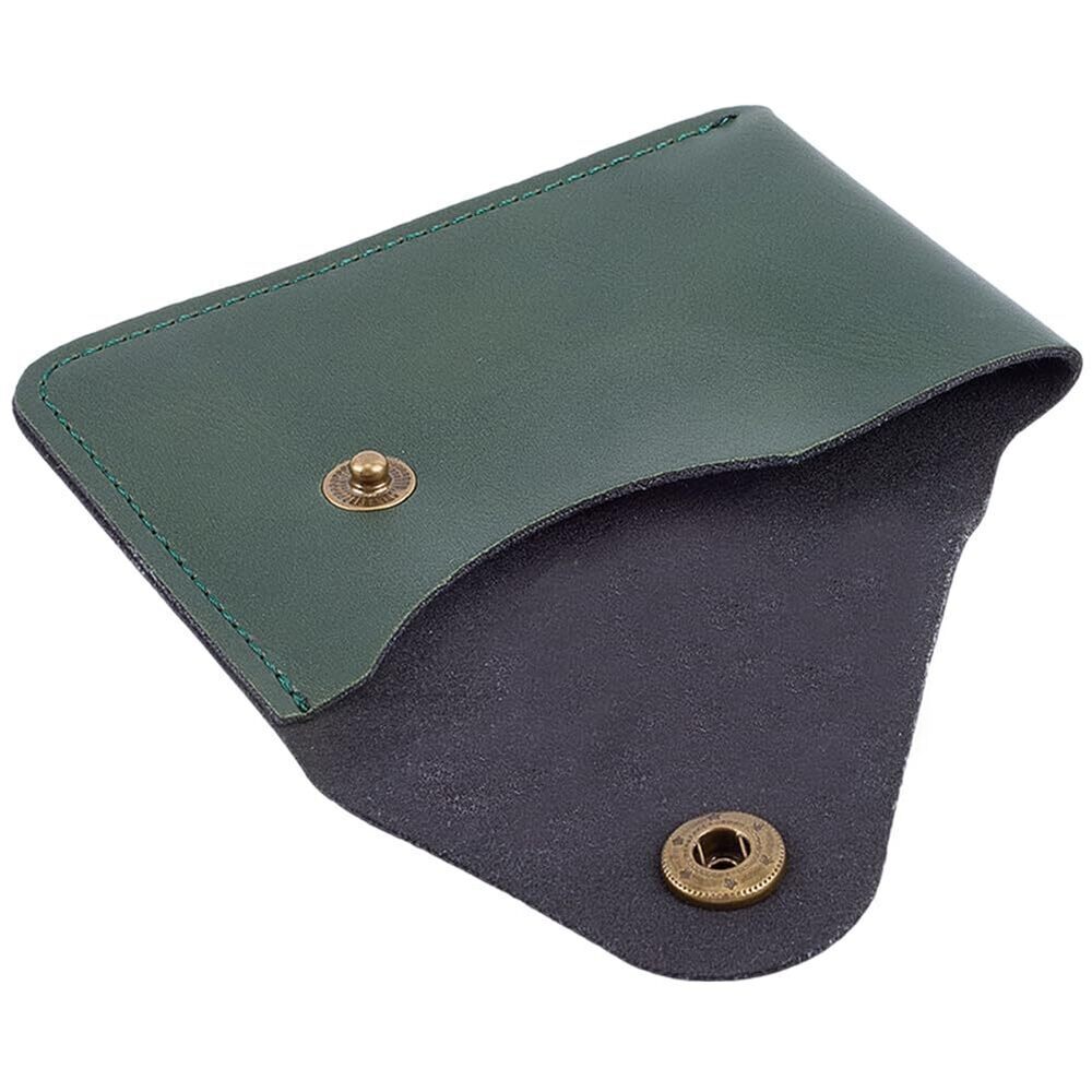 5193 PU Leather Card Holder with Snap Closure Handmade Slim Coin Pouch